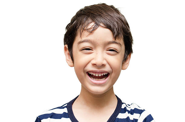 istock Little happy boy laugh looking at camera portrait 520974337