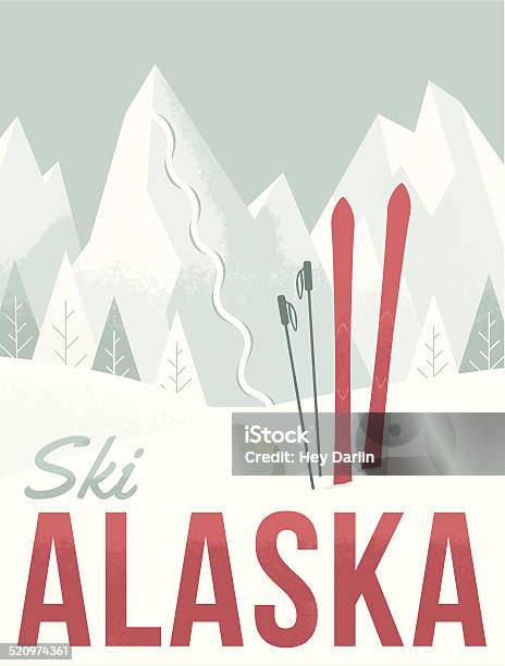 Ilustración de Esquí De Alaska y más Vectores Libres de Derechos de Esquí - Deporte - Esquí - Deporte, Esquí - Artículo deportivo, Retro