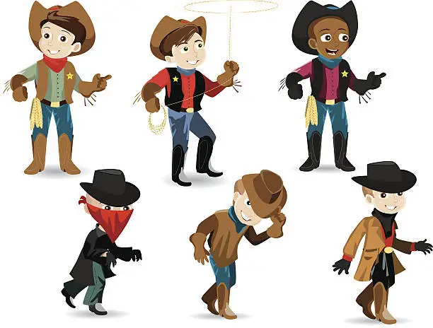 Vector illustration of Cowboy Kids