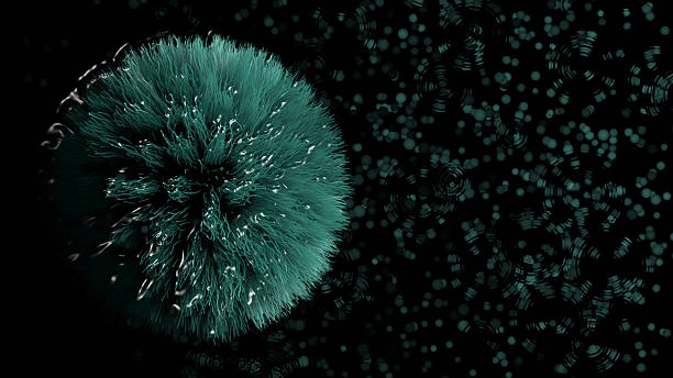 istock Hairy Sphere Of Green-Blue Color On Water 520975576