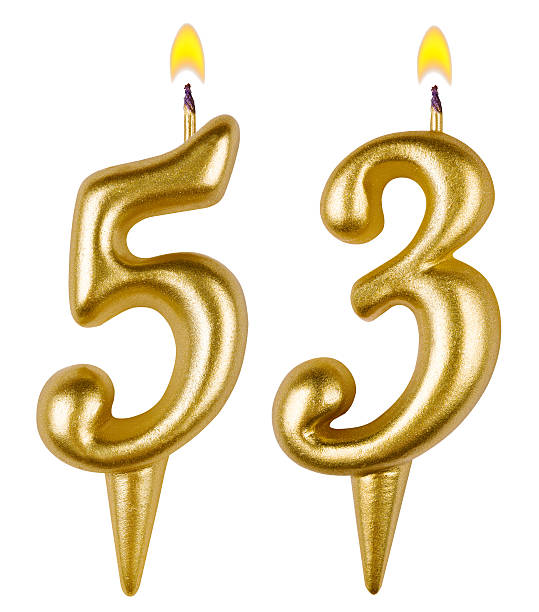 istock Birthday candles number fifty three isolated on white background 520979231