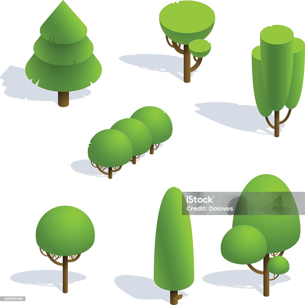 Isometric Vector Tree Set Stock Illustration - Download Image Now ...