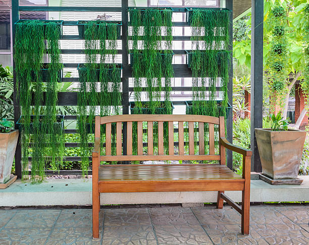 istock Wooden patio bench 520979719