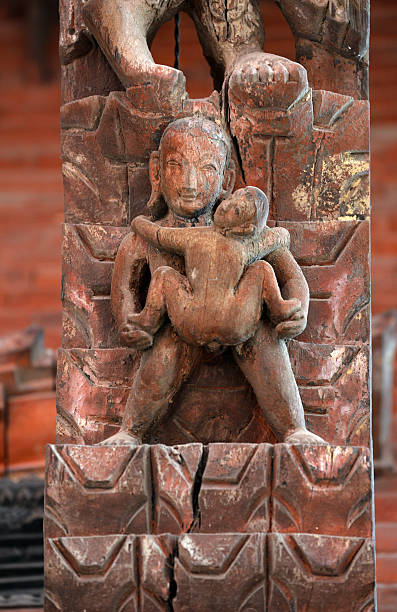 Erotic wooden carving on a Hindu temple in Nepal Erotic carving, explicit Kama Sutra position on a Nepalese temple in Patan, Kathmandu, Nepal lingam yoni stock pictures, royalty-free photos & images