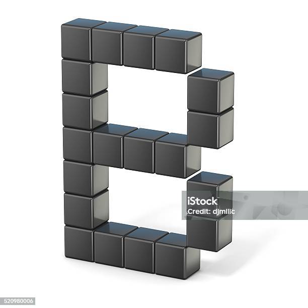 8 Bit Font Capital Letter B 3d Stock Photo - Download Image Now - Alphabet, Black Color, Brand Name Video Game