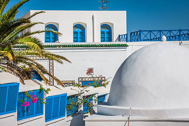 istock Cafe with beautiful view on Sidi Bou Said harbour 520980199