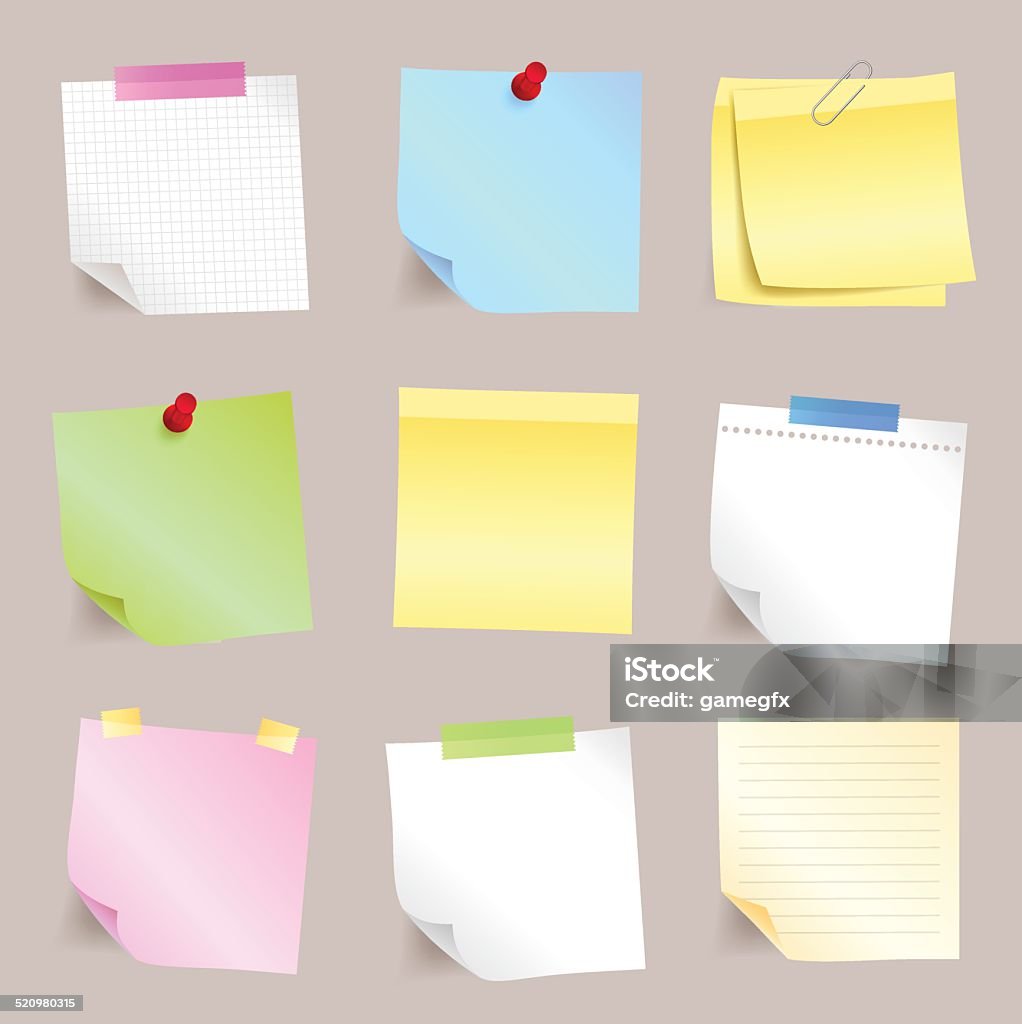 Paper Note Same Less Different Paper Note Set Stock Illustration - Download Image Now ...