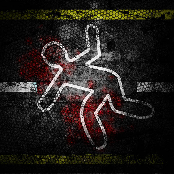 istock Chalk outline of dead grunge background textured on concrete wall 520980813