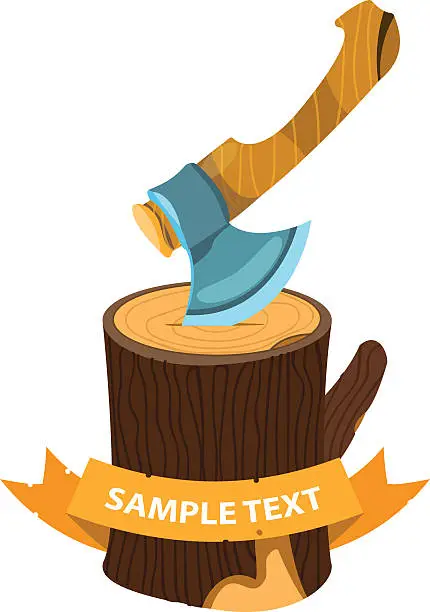 Vector illustration of Axe in a wooden stump.