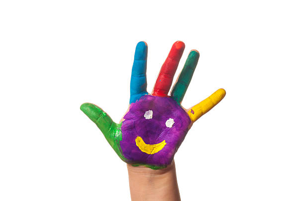istock Hand painted in different colours with smiley symbol 520984304