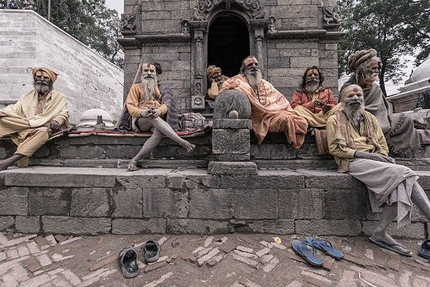 grupa sadhus w kathmandu, nepal - india sadhu nepalese culture nepal zdjęcia i obrazy z banku zdjęć
