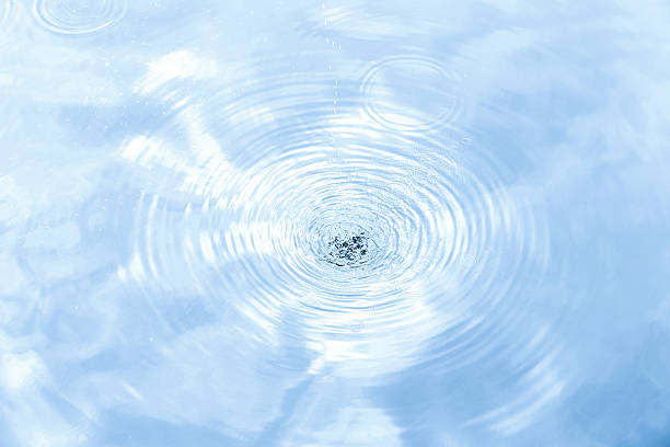 istock Drips and ripples on blue water, nature background, copy space 521002194