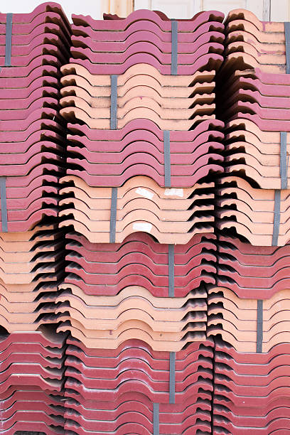 Pile of roofing tiles packaged