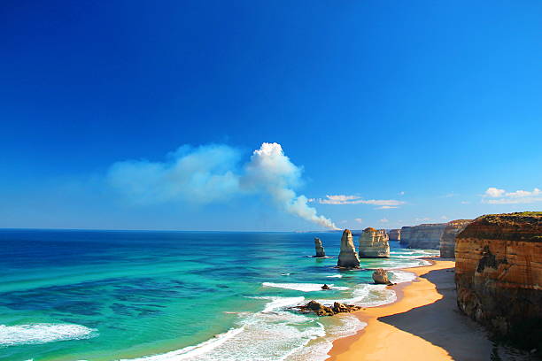 The Twelve Apostles, Australia, and a bushfire