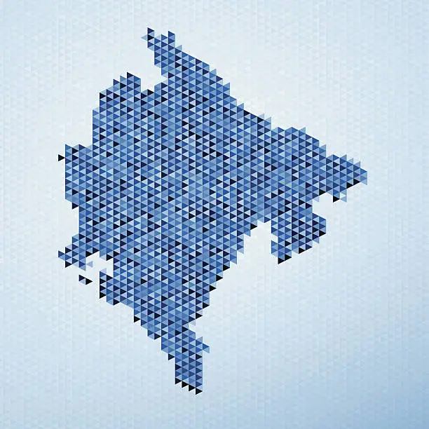 Vector illustration of Montenegro Map Triangle Pattern Blue