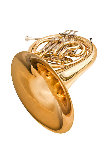 trompa - brass band french horn brass instrument music - fotografias e filmes do acervo