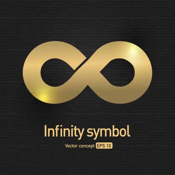 Vector illustration of Gold metallic Infinity symbol icon