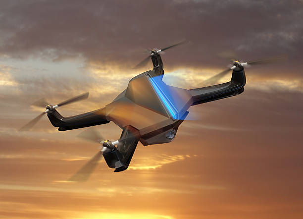 istock Surveillance drone flying in the sky 521004950