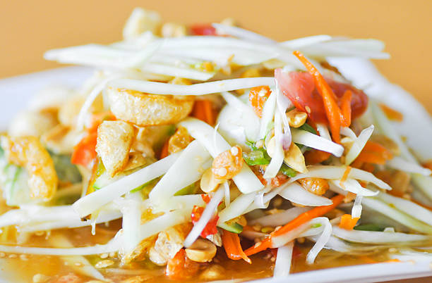 istock spicy salad ,Thai salad with crispy pork 521006226