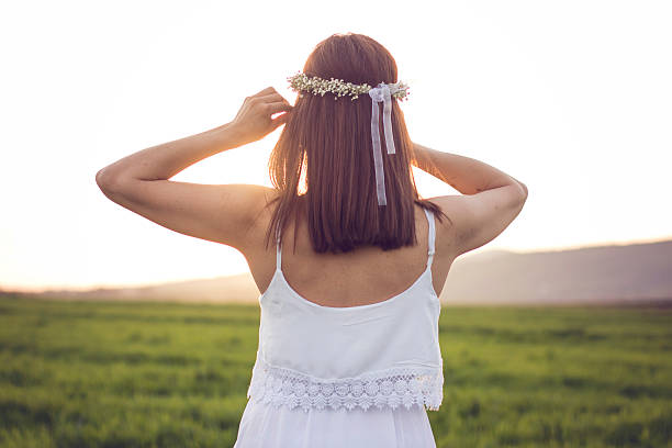 istock Girl in White Dress, Back 521007648