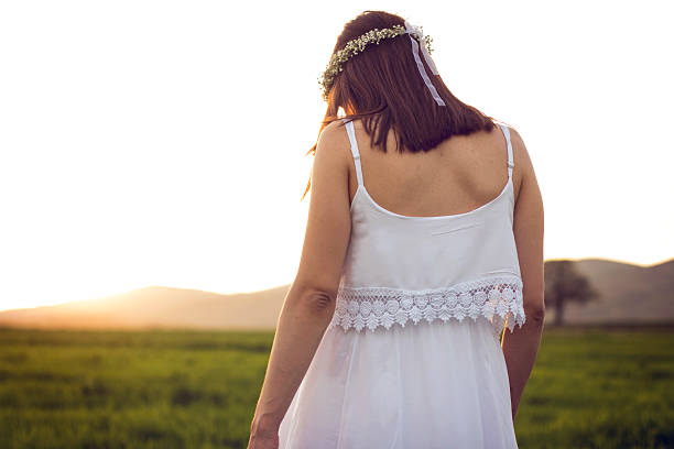 istock Girl in White Dress, Back 521007792