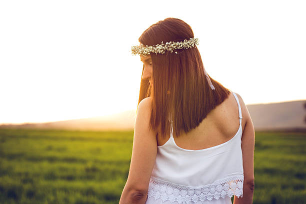 istock Girl in White Dress, Back 521007926