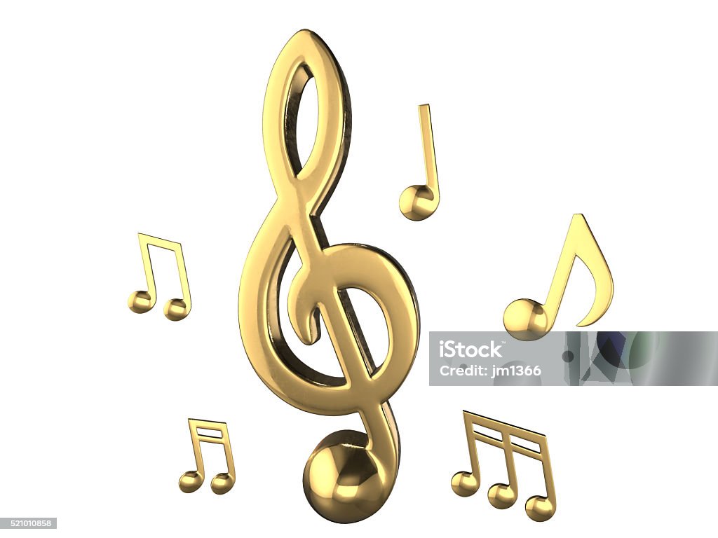 Set of golden music notes , isolate objects .3D rendering Arts Culture and Entertainment Stock Photo