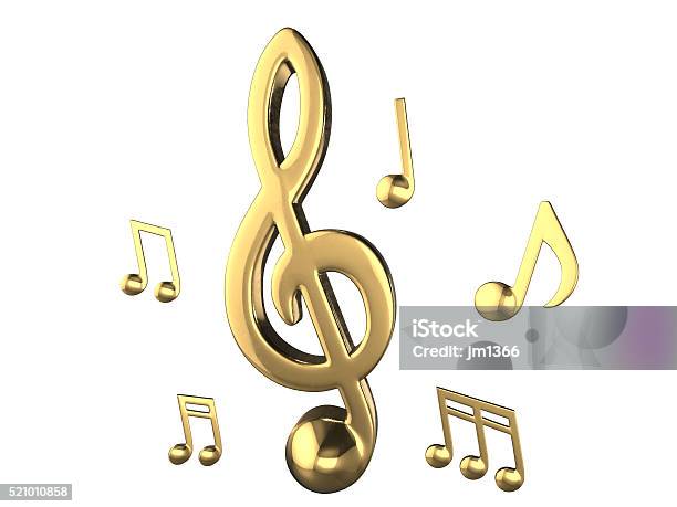 Set Of Golden Music Notes Isolate Objects 3d Rendering Stock Photo - Download Image Now