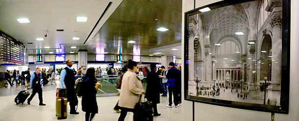 Pennsylvania Station Amtrak Concourse Compressed Present vs the Grand Past stock photo