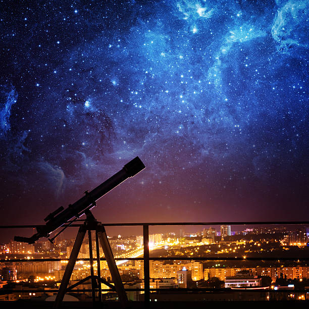 Silhouette of Telescope. Silhouette of Telescope. Elements of this image furnished by NASA. Observatory stock pictures, royalty-free photos & images