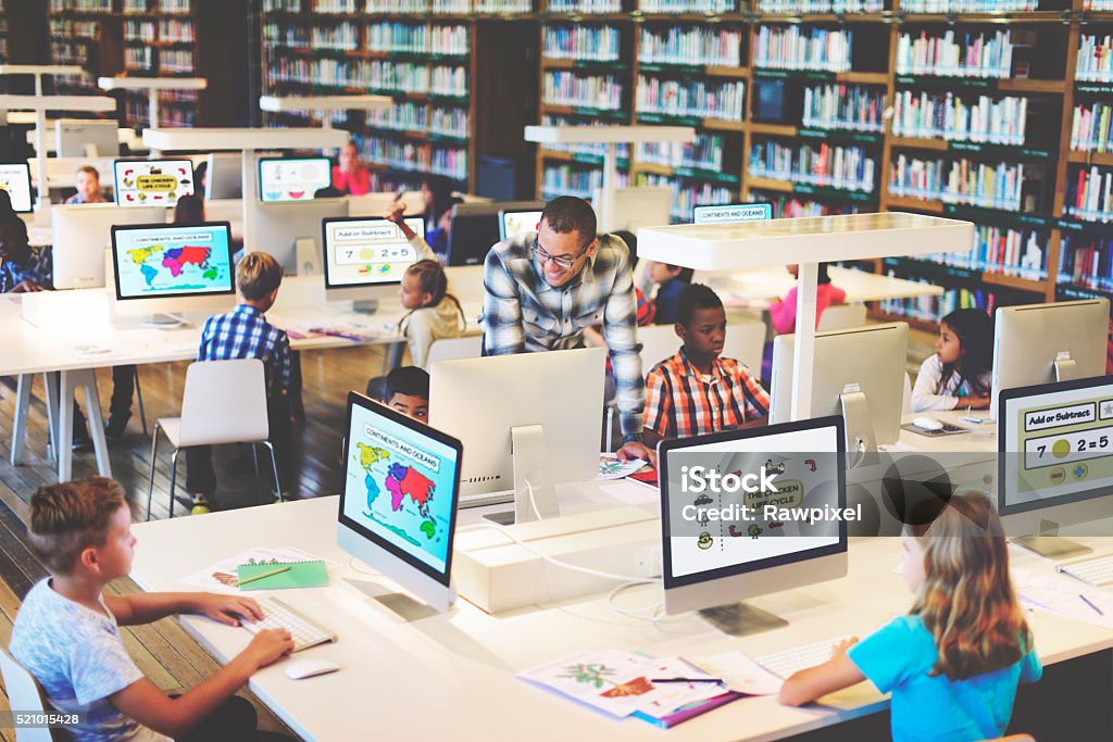 Study Studying Learn Learning Classroom Internet Concept Library Stock Photo