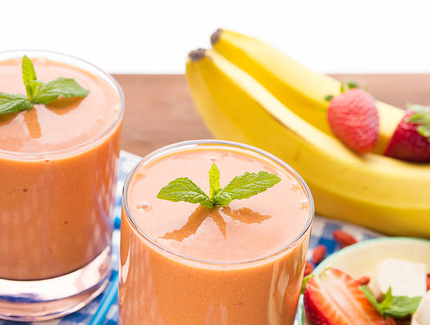 istock Strawberry smoothie with tofu and goji 521015512