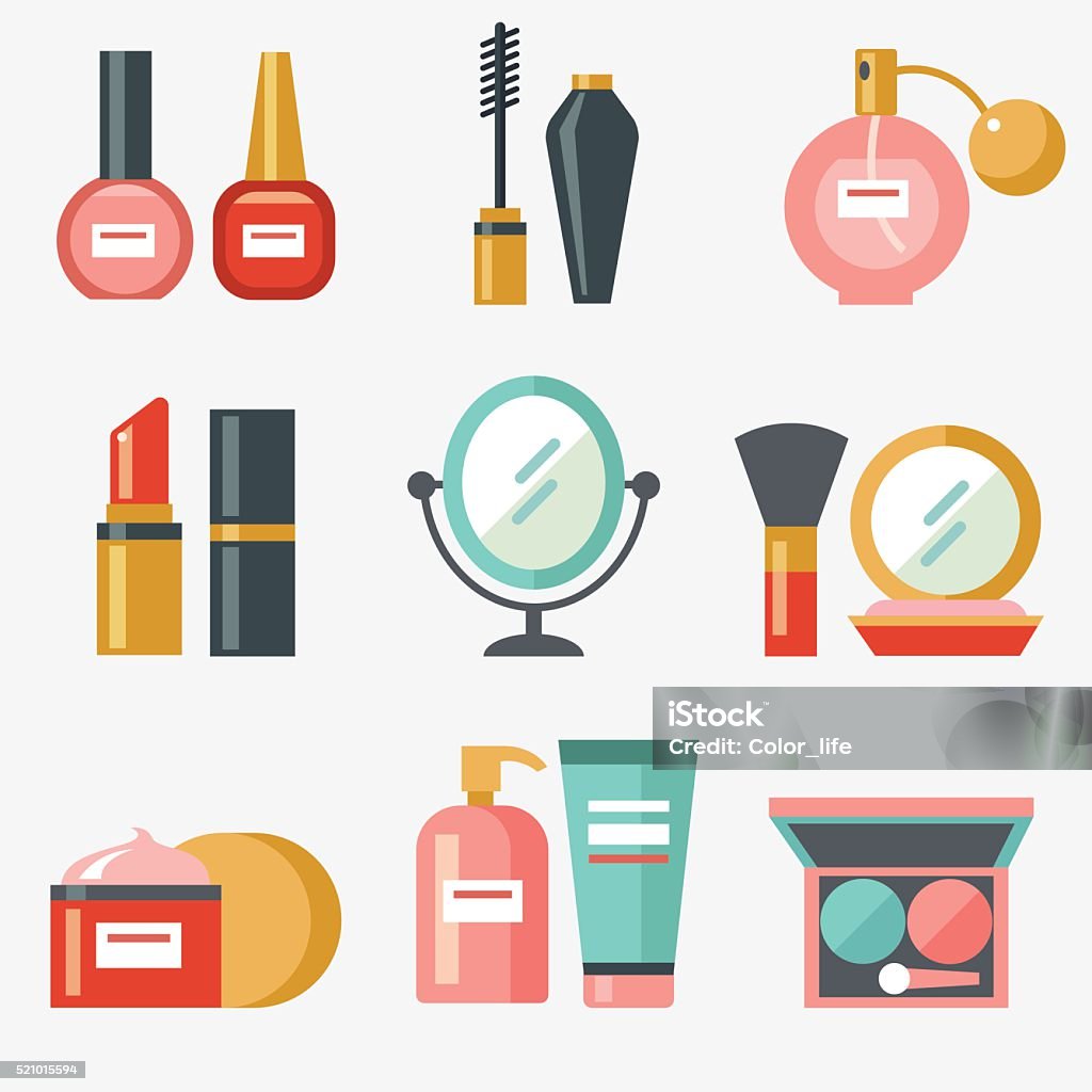 Cosmetic icons Cosmetic icons, flat design Stage Make-Up stock vector