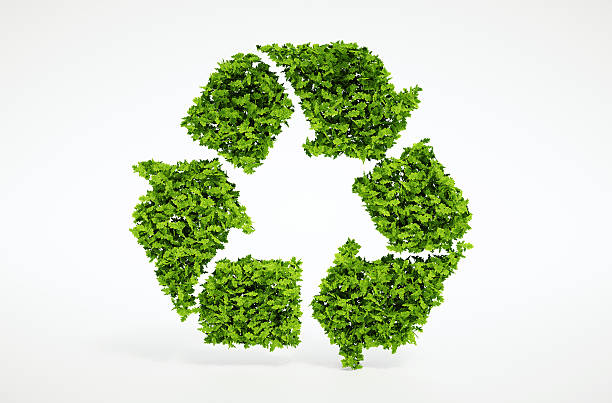 Nature recycling symbol Isolated 3d render natural leaf recycling symbol with white background recycle symbol cut out stock pictures, royalty-free photos & images