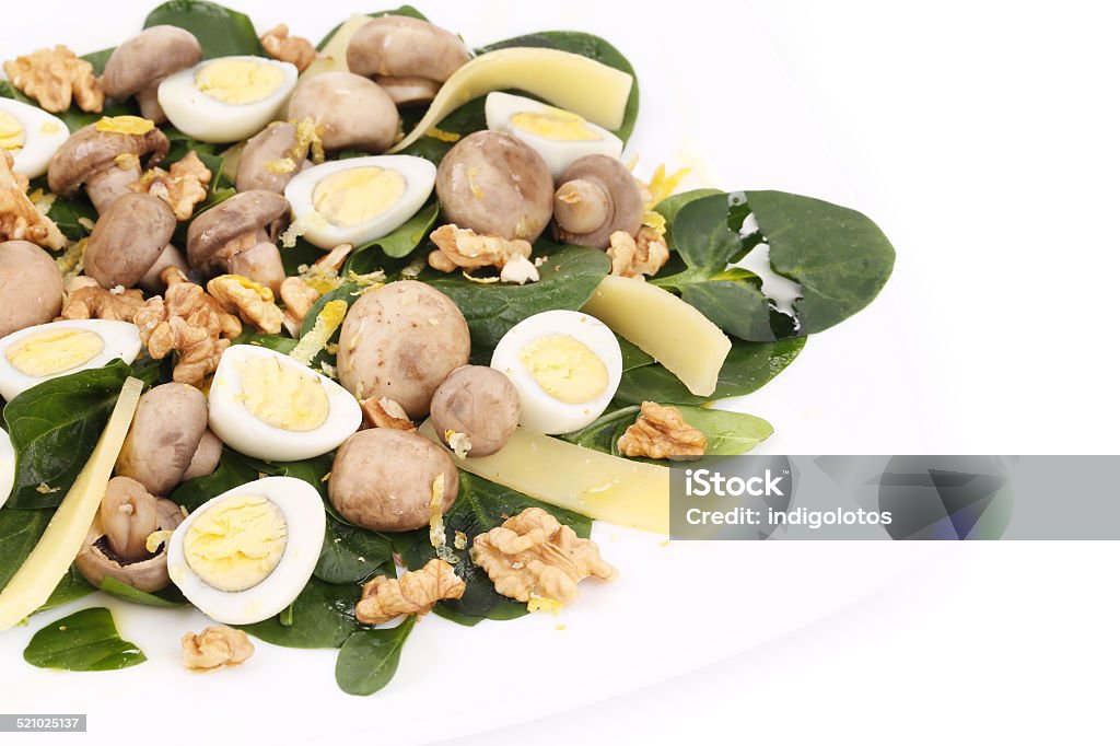 Mushroom salad. Mushroom salad. Isolated on a white background. Basil Stock Photo