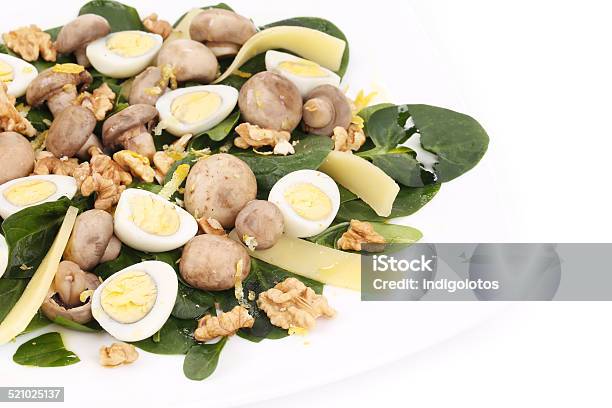 Mushroom Salad Stock Photo - Download Image Now - Basil, Cheese, Egg Yolk