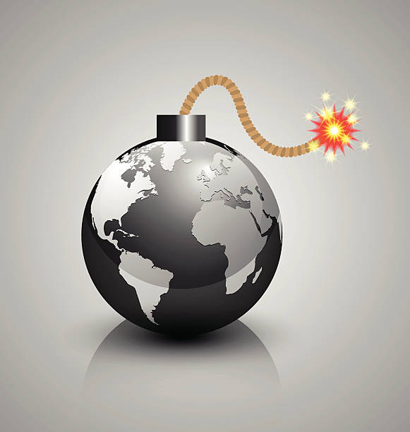 ilustrações, clipart, desenhos animados e ícones de crise mundial ícone de bomba - hydrogen bomb exploding war earth