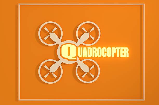 Drone quadrocopter icon. Quadcopter neon shine text