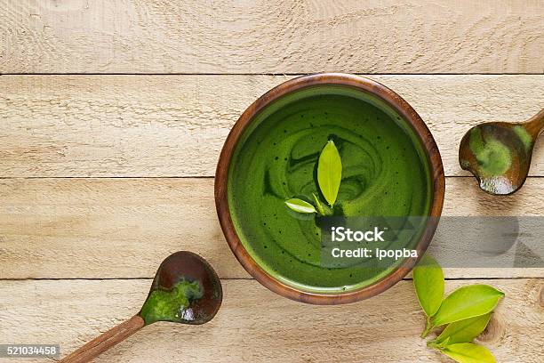 Homemade Green Tea Refreshing For Health On Wooden Background Stock Photo - Download Image Now