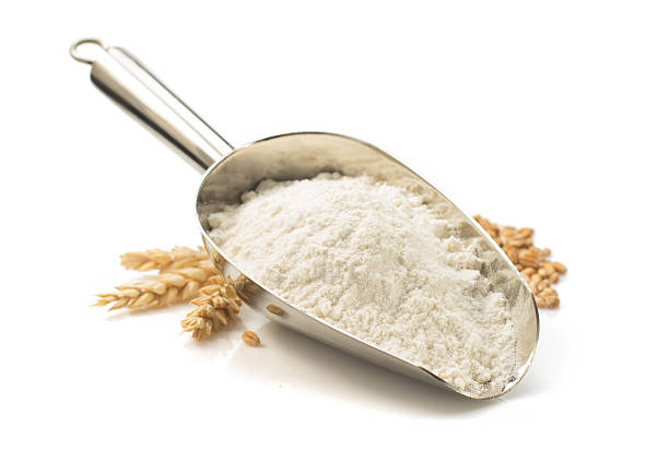 wheat flour on white wheat flour isolated on white background flour stock pictures, royalty-free photos & images