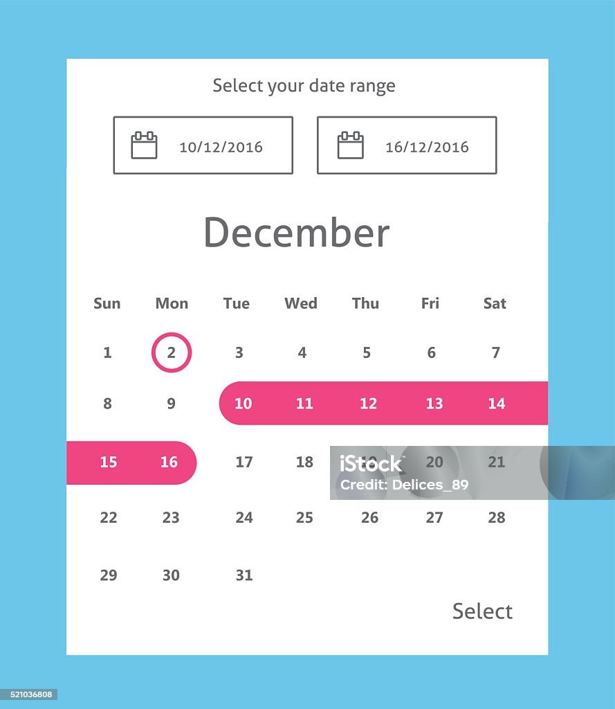 Calendar Ui Vector Calendar Ui Element Vector Illustration Stock Illustration - Download ...