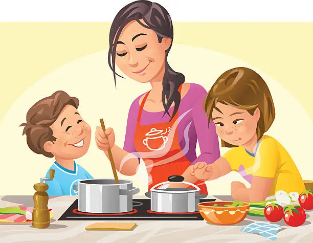 Vector illustration of Cooking With Kids