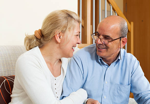istock Elderly couple smiling together with happiness 521047113