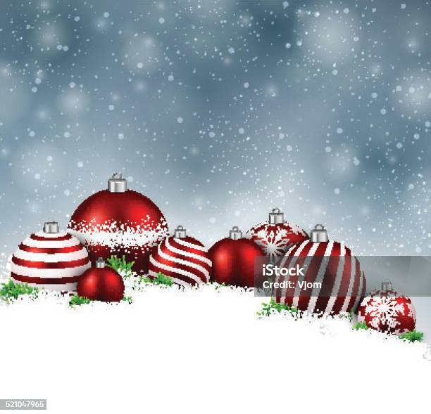 Winter Background With Christmas Balls Stock Illustration - Download Image Now - Abstract, Backgrounds, Branch - Plant Part