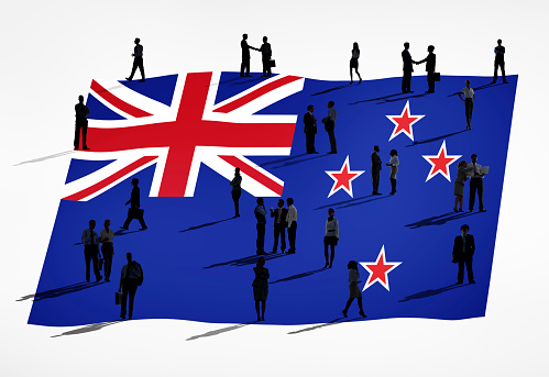 Business People with Flag of New Zealand