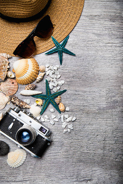 istock Sea time concept on wooden background 521049222