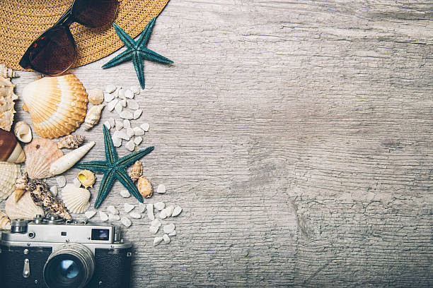 istock Sea time concept on wooden background 521049226