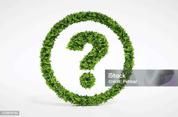 Isolated 3d Render Natural Leaf Question Symbol With White Background Stock Photo - Download Image Now