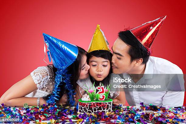 Family Celebrate Birthday With Red Background Stock Photo - Download Image Now - Adult, Asian and Indian Ethnicities, Beautiful People