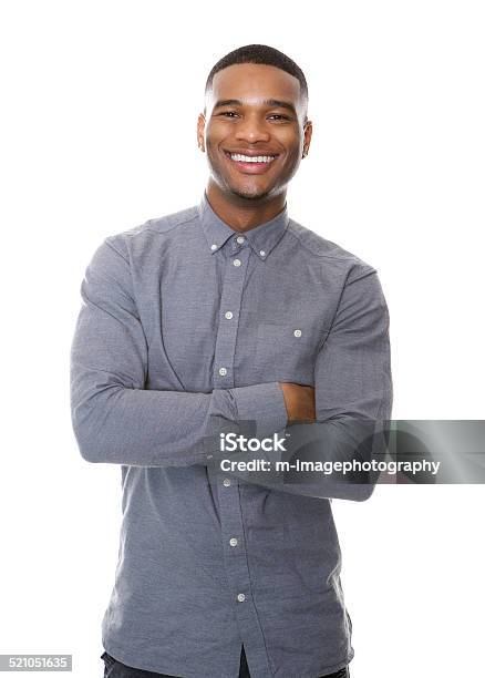 Cheerful African American Man Smiling With Arms Crossed Stock Photo - Download Image Now